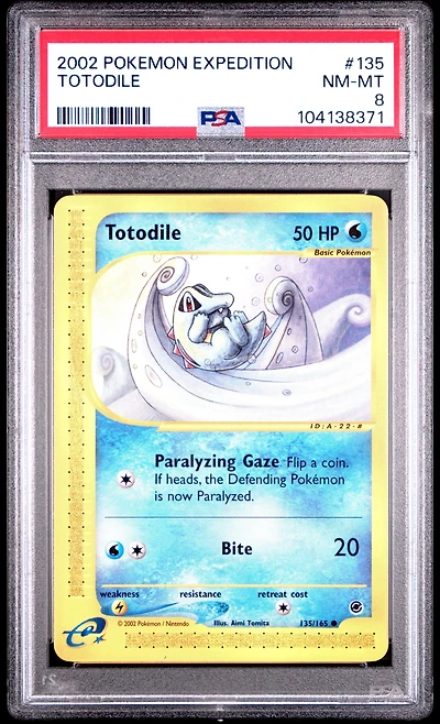 2002 Pokemon Expedition 135 Totodile PSA 8