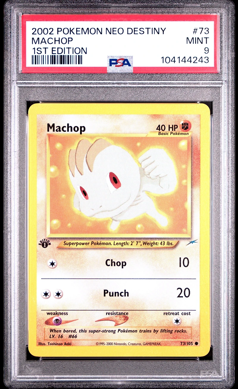 2002 Pokemon Neo Destiny 73 Machop 1st Edition PSA 9