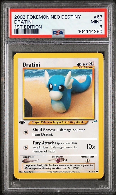 2002 Pokemon Neo Destiny 63 Dratini 1st Edition PSA 9
