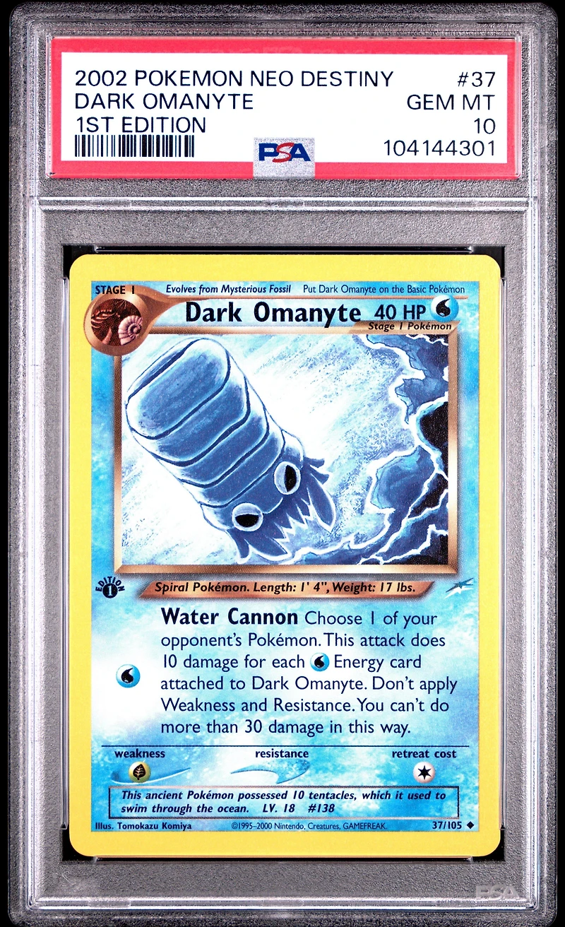 2002 Pokemon Neo Destiny 37 Dark Omanyte 1st Edition PSA 10
