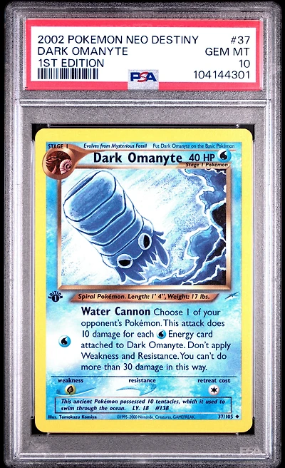 2002 Pokemon Neo Destiny 37 Dark Omanyte 1st Edition PSA 10