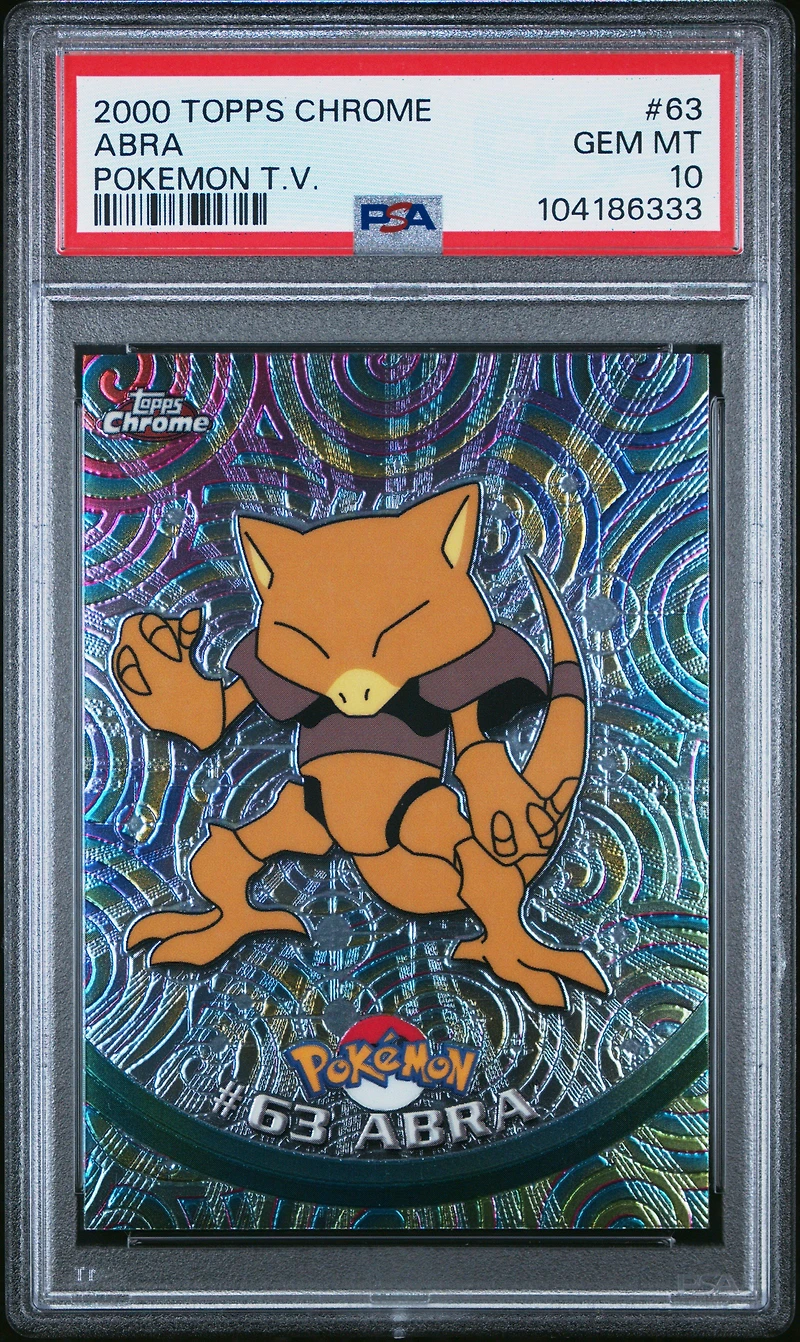 2000 Topps Chrome Pokemon T.v. 63 Abra PSA 10