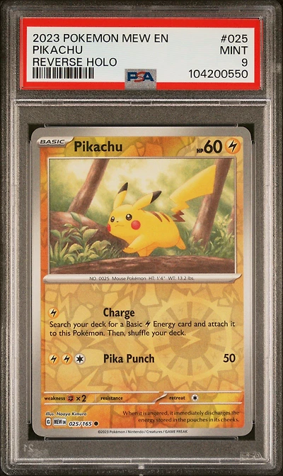 2023 Pokemon Mew En-151 025 Pikachu Reverse Holo PSA