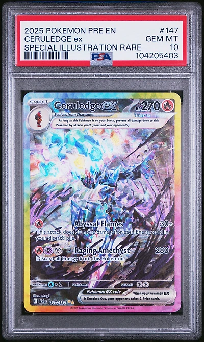 2025 Pokemon Pre En-prismatic Evolutions 147 Ceruledge Ex Special Illustration Rare PSA