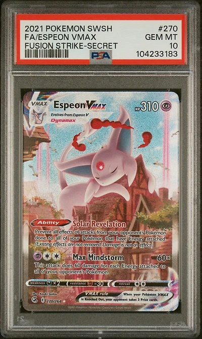 2021 Pokemon Sword & Shield Fusion Strike 270 Full Art/espeon Vmax Secret PSA