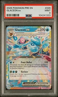 2025 Pokemon Pre En-prismatic Evolutions 026 Glaceon Ex PSA