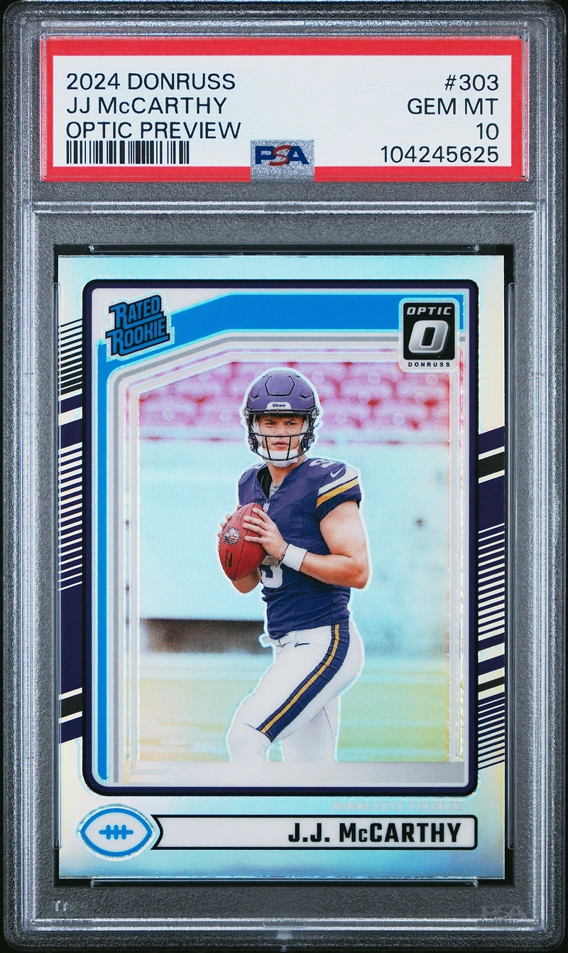 2024 Panini Donruss 303 Jj Mccarthy Optic Preview PSA