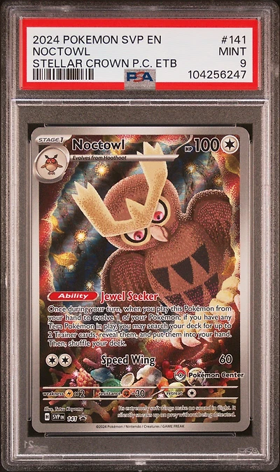 2024 Pokemon Svp En-sv Black Star Promo 141 Noctowl Stellar Crown Pokemon Center Elite Trainer Box PSA