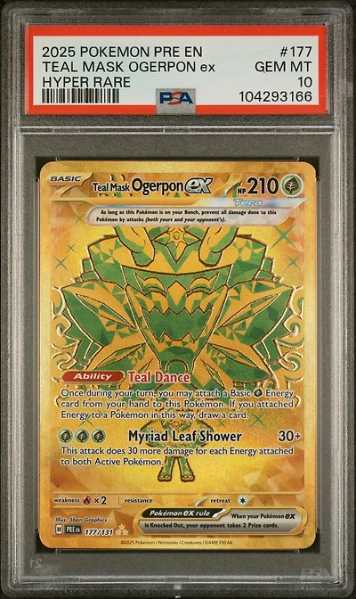 2025 Pokemon Pre En-prismatic Evolutions 177 Teal Mask Ogerpon Ex Hyper Rare PSA