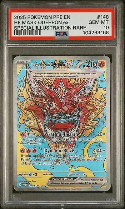 2025 Pokemon Pre En-prismatic Evolutions 148 Hearthflame Mask Ogerpon Ex Special Illustration Rare PSA