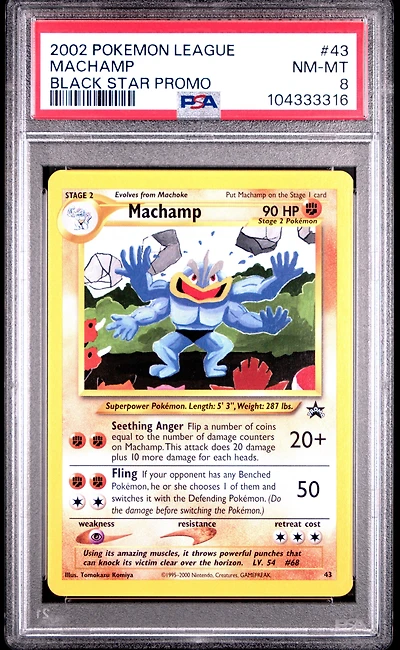 2002 Pokemon League Promo Black Star 43 Machamp PSA