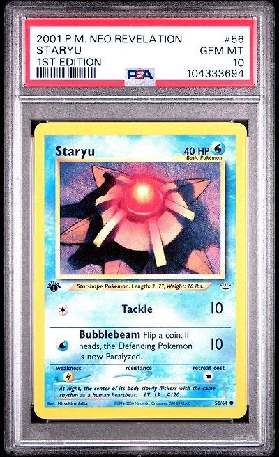 2001 Pokemon Neo Revelation 1st Edition 56 Staryu PSA