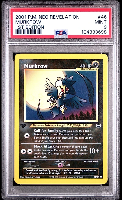 2001 Pokemon Neo Revelation 1st Edition 46 Murkrow PSA 9