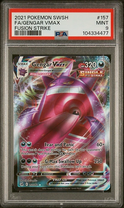 2021 Pokemon Sword & Shield Fusion Strike 157 Full Art/gengar Vmax PSA