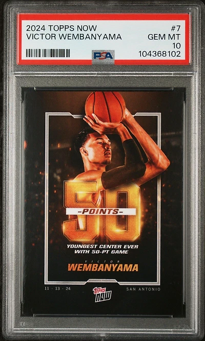 2024 Topps Now 7 Victor Wembanyama PSA 10
