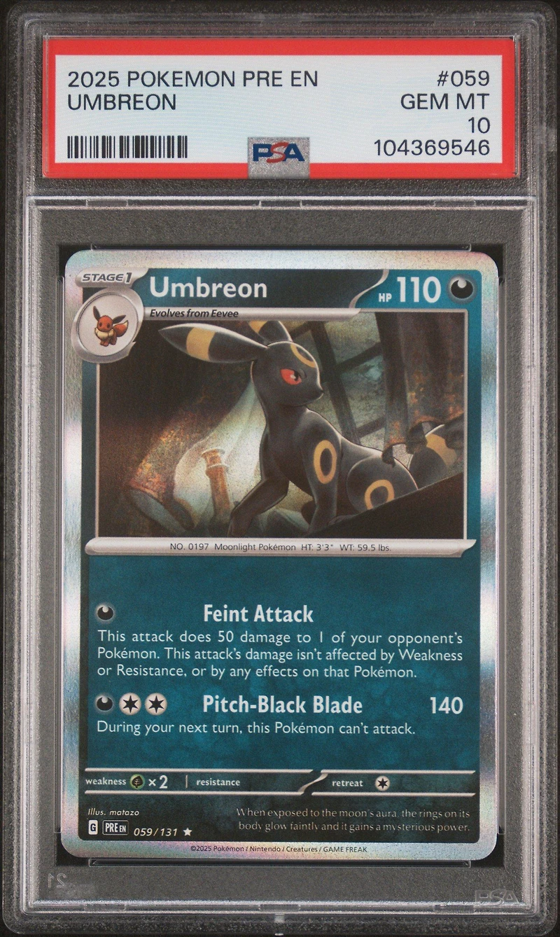 2025 Pokemon Pre En-prismatic Evolutions 059 Umbreon PSA