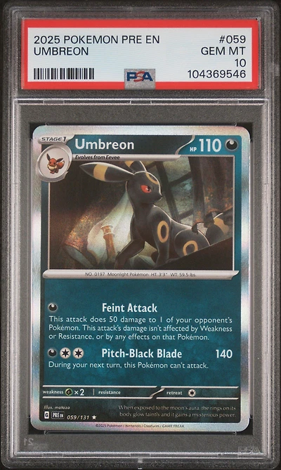 2025 Pokemon Pre En-prismatic Evolutions 059 Umbreon PSA