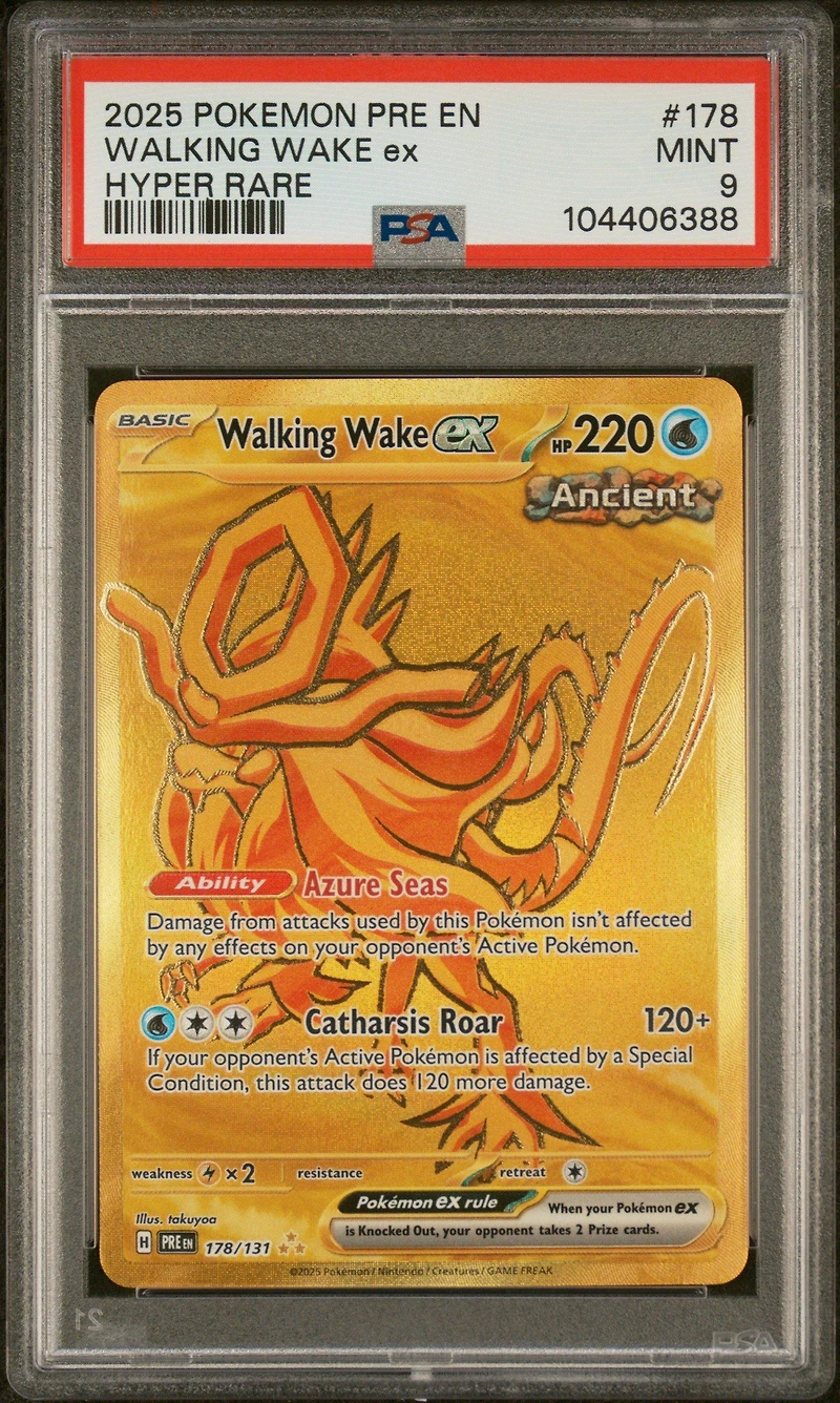 2025 Pokemon Pre En-prismatic Evolutions 178 Walking Wake Ex Hyper Rare PSA
