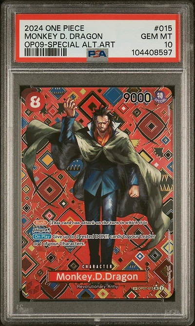 2024 One Piece Op09-emperors In The New World 015 Monkey D. Dragon Special Alternate Art PSA 10