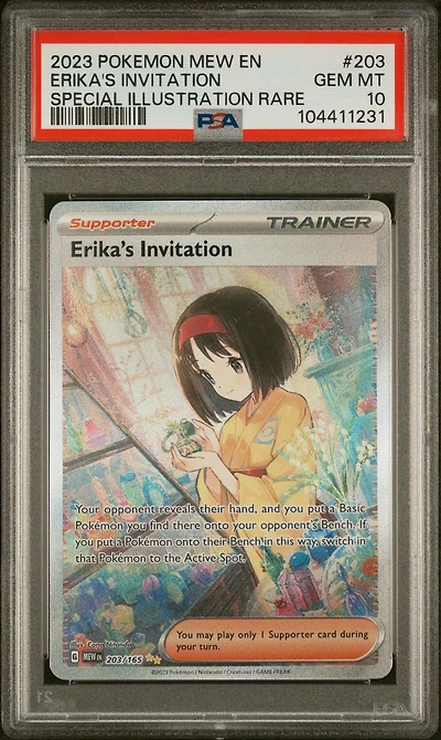2023 Pokemon Mew En-151 203 Erika's Invitation Special Illustration Rare PSA