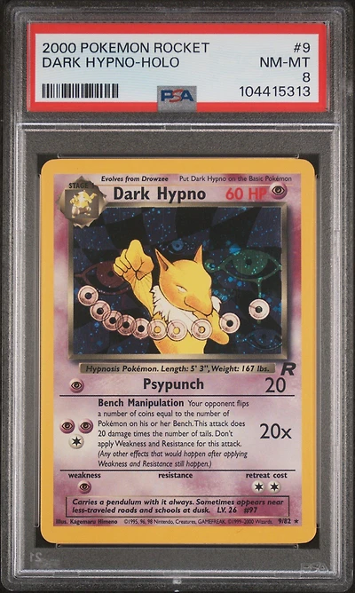 2000 Pokemon Rocket 9 Dark Hypno-holo PSA