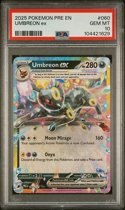 2025 Pokemon Pre En-prismatic Evolutions 060 Umbreon Ex PSA