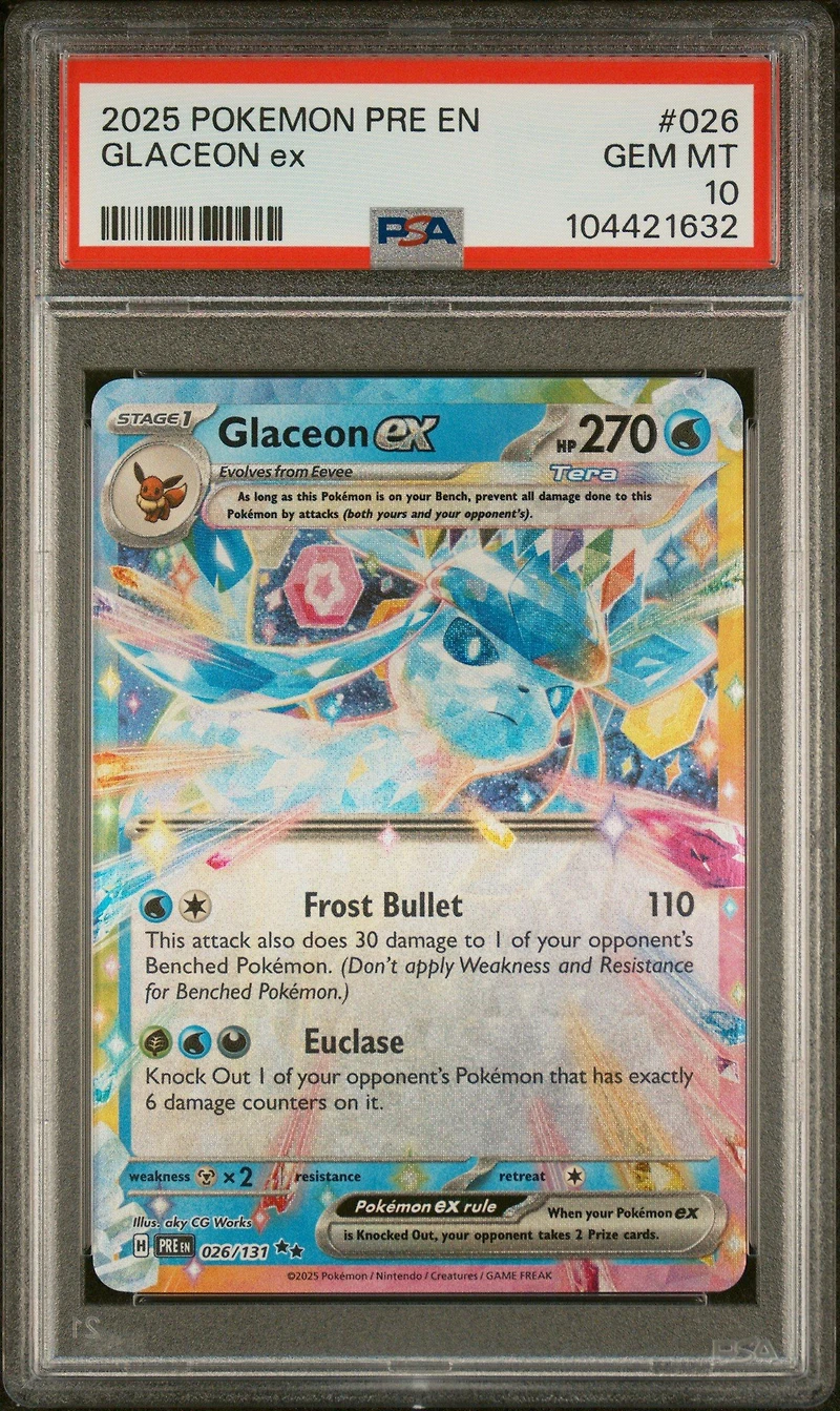 2025 Pokemon Pre En-prismatic Evolutions 026 Glaceon Ex PSA