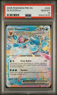 2025 Pokemon Pre En-prismatic Evolutions 026 Glaceon Ex PSA