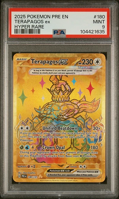 2025 Pokemon Pre En-prismatic Evolutions 180 Terapagos Ex Hyper Rare PSA