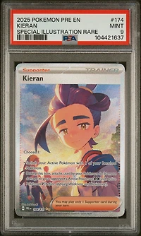 2025 Pokemon Pre En-prismatic Evolutions 174 Kieran Special Illustration Rare PSA