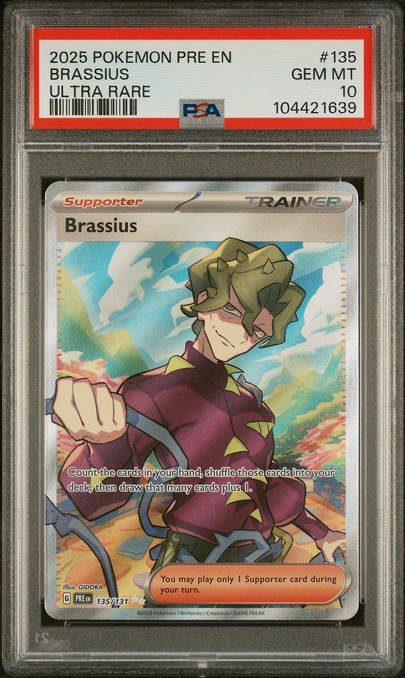 2025 Pokemon Pre En-prismatic Evolutions 135 Brassius Ultra Rare PSA