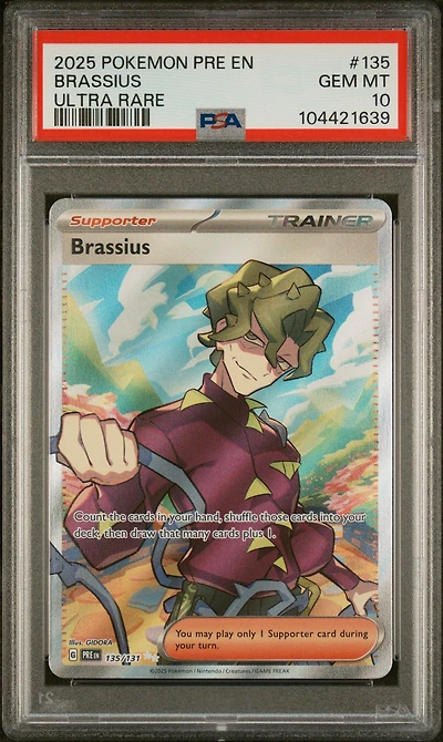 2025 Pokemon Pre En-prismatic Evolutions 135 Brassius Ultra Rare PSA