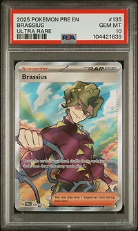 2025 Pokemon Pre En-prismatic Evolutions 135 Brassius Ultra Rare PSA