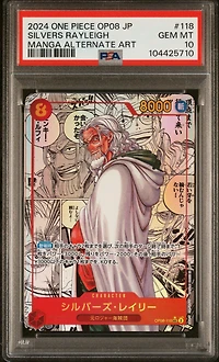 2024 One Piece Japanese Op08-two Legends 118 Silvers Rayleigh Manga Alternate Art PSA 10
