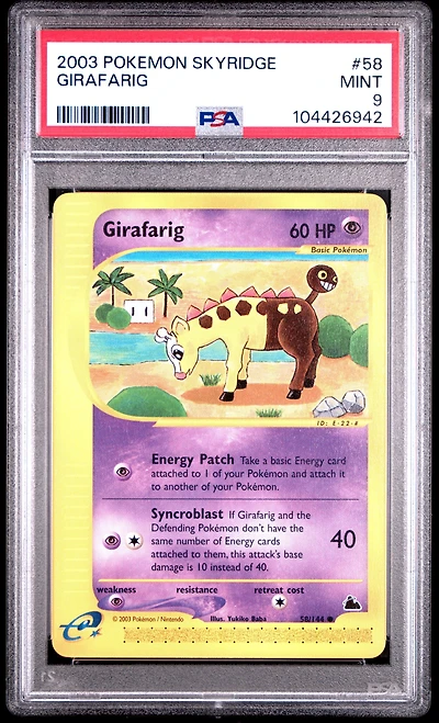 2003 Pokemon Skyridge 58 Girafarig PSA 9