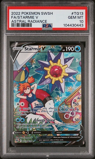2022 Pokemon Sword & Shield Astral Radiance Tg13 Full Art/starmie V PSA