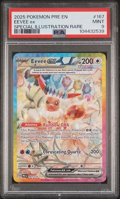 2025 Pokemon Pre En-prismatic Evolutions 167 Eevee Ex Special Illustration Rare PSA