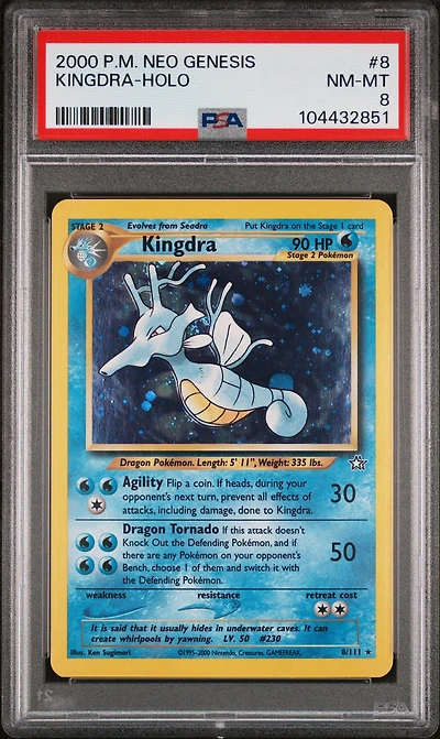 2000 Pokemon Neo Genesis 8 Kingdra-holo PSA 8