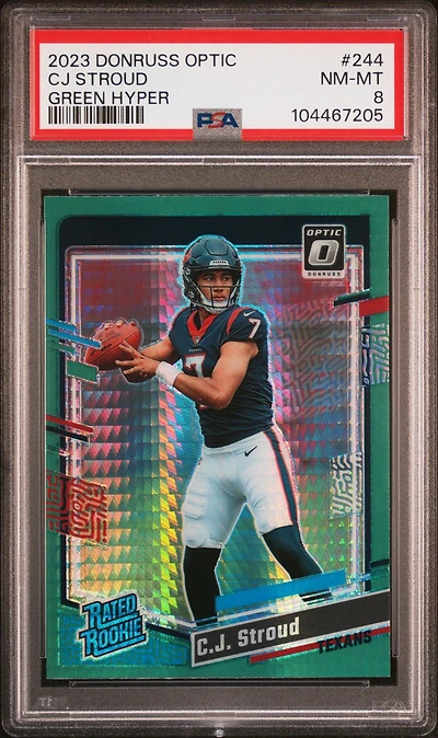 2023 Panini Donruss Optic 244 Cj Stroud Green Hyper PSA