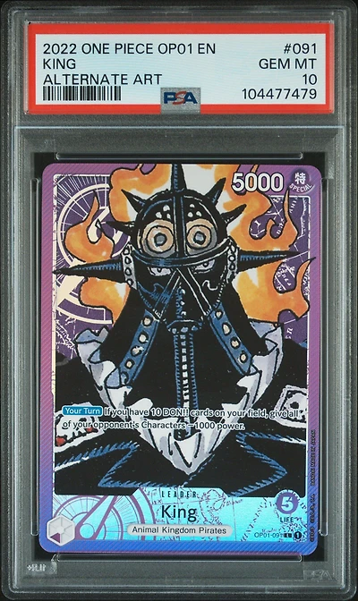 2022 One Piece Op01-romance Dawn 091 King Alternate Art PSA 10