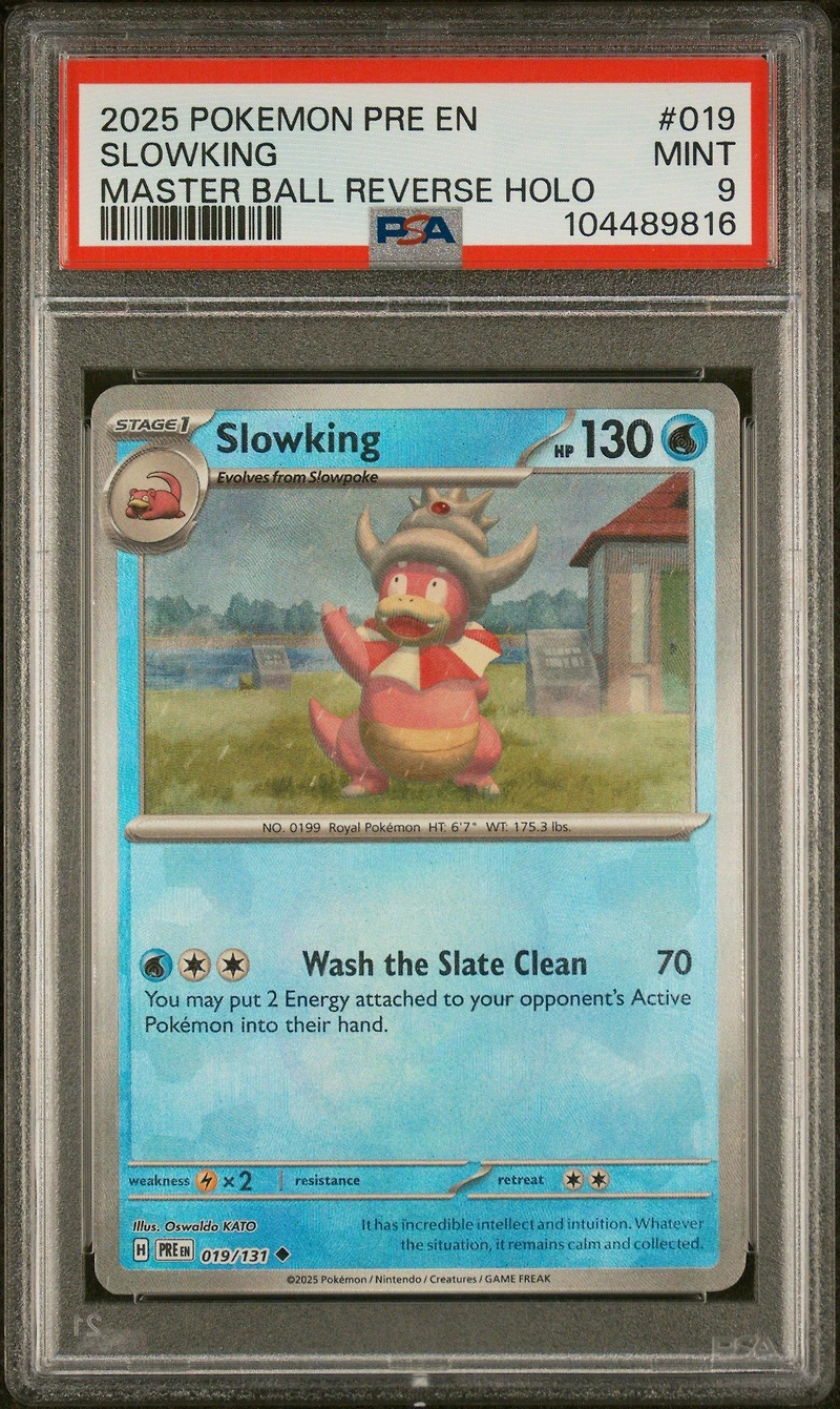 2025 Pokemon Pre En-prismatic Evolutions 019 Slowking Master Ball Reverse Holo PSA