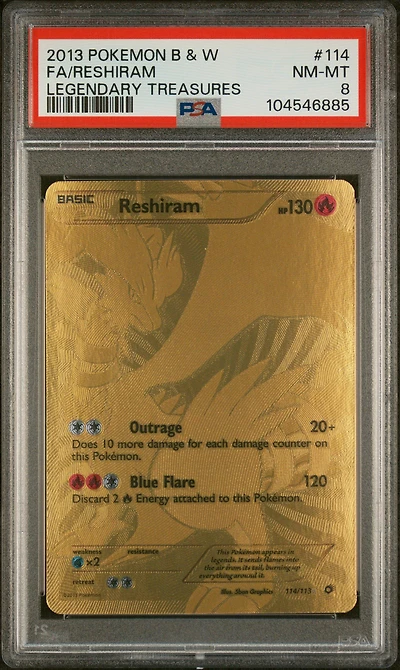 2013 Pokemon Black & White Legendary Treasures 114 Full Art/reshiram PSA