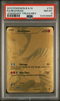 2013 Pokemon Black & White Legendary Treasures 114 Full Art/reshiram PSA