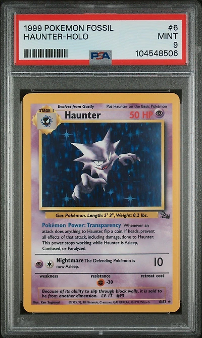 1999 Pokemon Fossil 6 Haunter-holo PSA