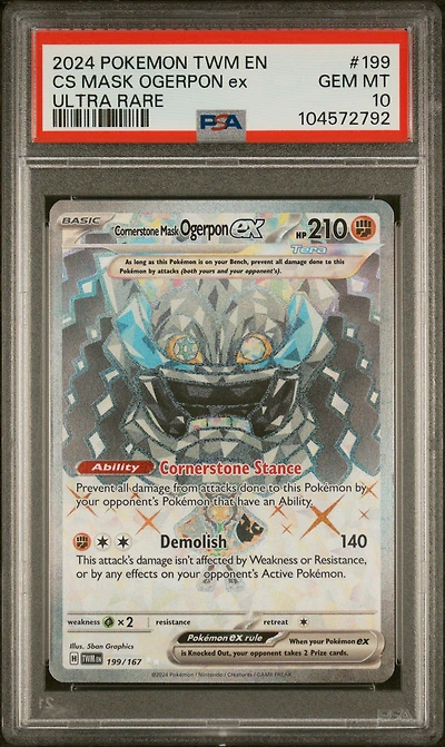 2024 Pokemon Twm En-twilight Masquerade 199 Cornerstone Mask Ogerpon Ex Ultra Rare PSA