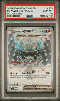 2024 Pokemon Twm En-twilight Masquerade 199 Cornerstone Mask Ogerpon Ex Ultra Rare PSA