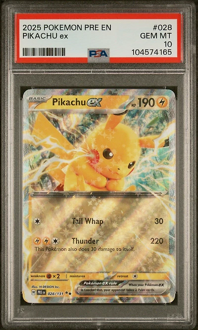 2025 Pokemon Pre En-prismatic Evolutions 028 Pikachu Ex PSA