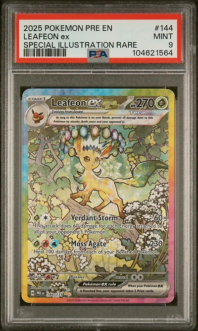 2025 Pokemon Pre En-prismatic Evolutions 144 Leafeon Ex Special Illustration Rare PSA