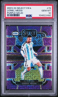 2023-24 Panini Select Fifa 75 Lionel Messi Purple Mojo PSA 10