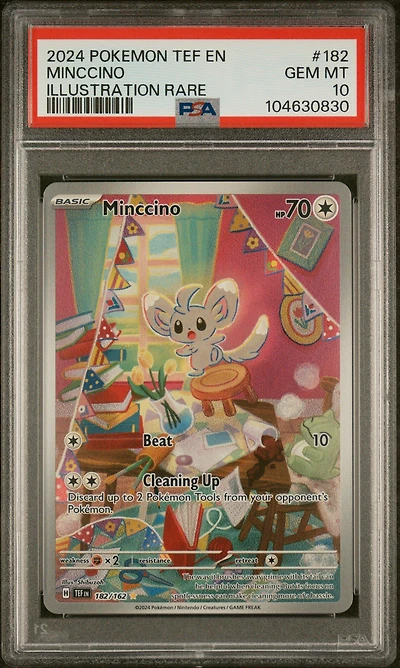 2024 Pokemon Tef En-temporal Forces 182 Minccino Illustration Rare PSA